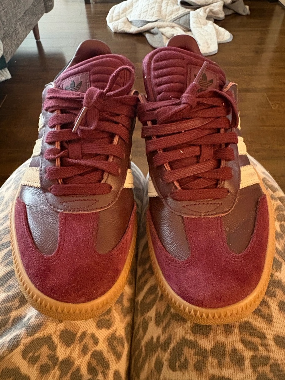 adidas Sambas Burgundy Low-Top Sneaker with White Logo Insole